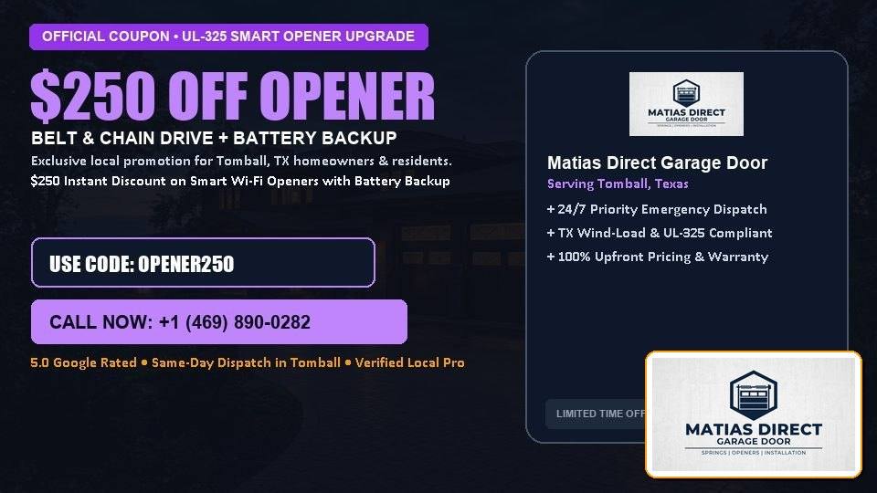 Matias Direct Garage Door $250 OFF Premium LiftMaster Opener Installation in Tomball, TX